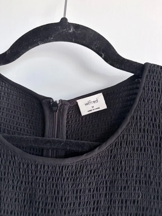 Wilfred Black Long-Sleeve Smocked Yoke Dress - Picture 2 of 3